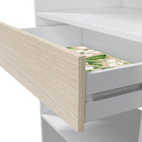 Cassetto bianco con decorazione floreale, parte della Passatoia Cucina Daily Cristal, design elegante e funzionale.