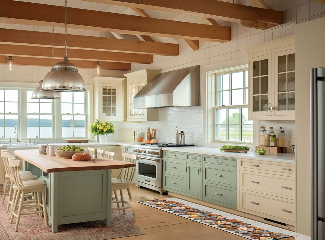 Passatoia Cucina Daily Timeless in a stylish kitchen with modern decor and wooden beams.